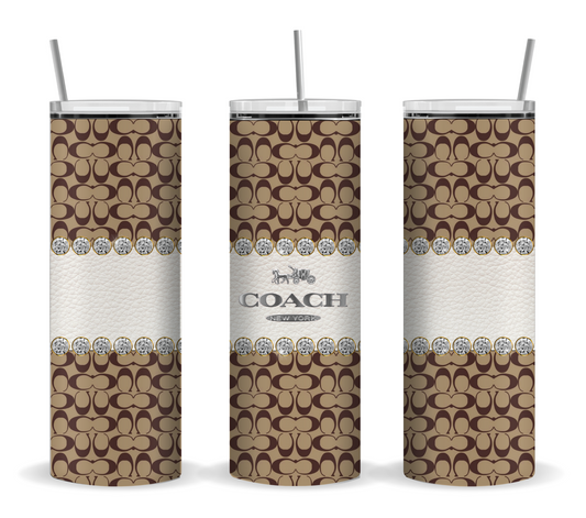 Coach inspired 20oz tumbler with straw