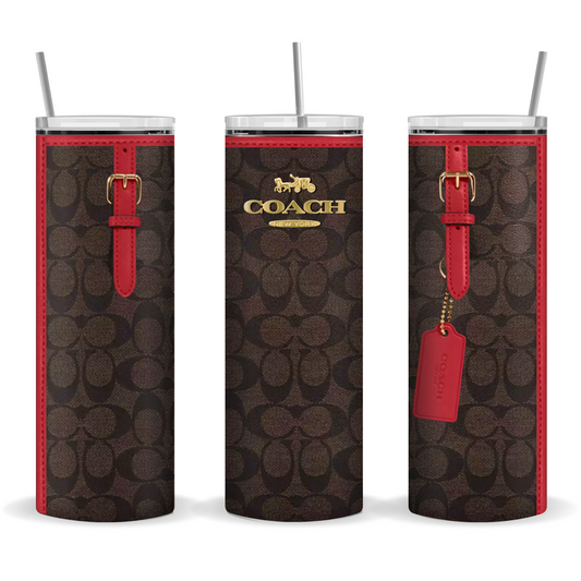 Coach inspired with red trim 20oz tumbler