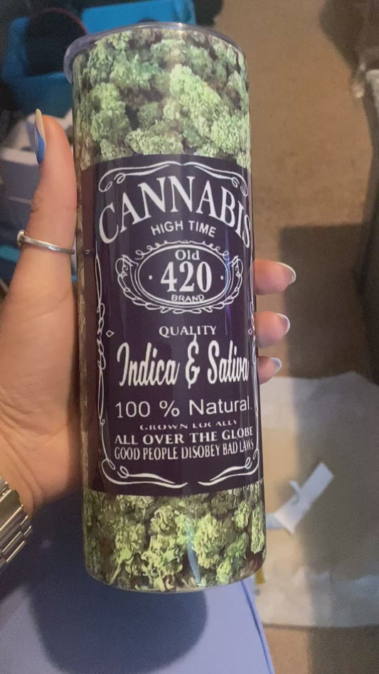 Cannabis 420 20oz tumbler with straw